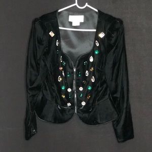 Richard Warren Evening Black Velvet Rhinestone top